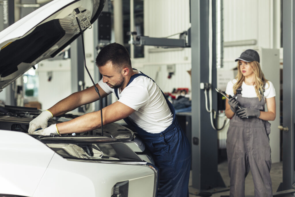 Car service employees working